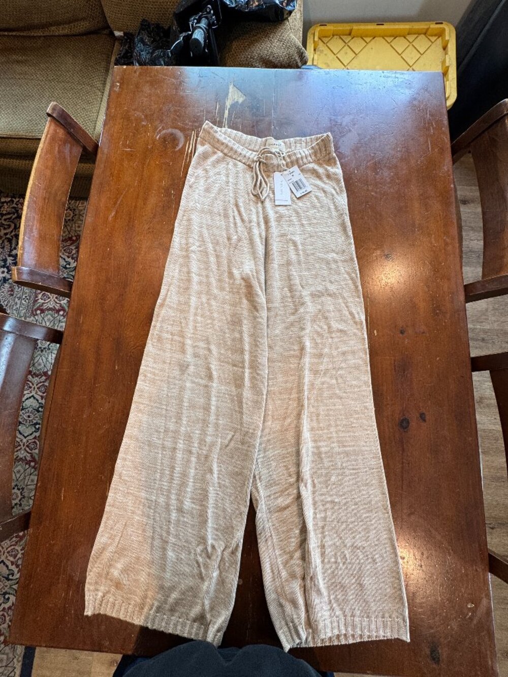 L*Space En Route Knit Lounge Pants Beige Size M NWT